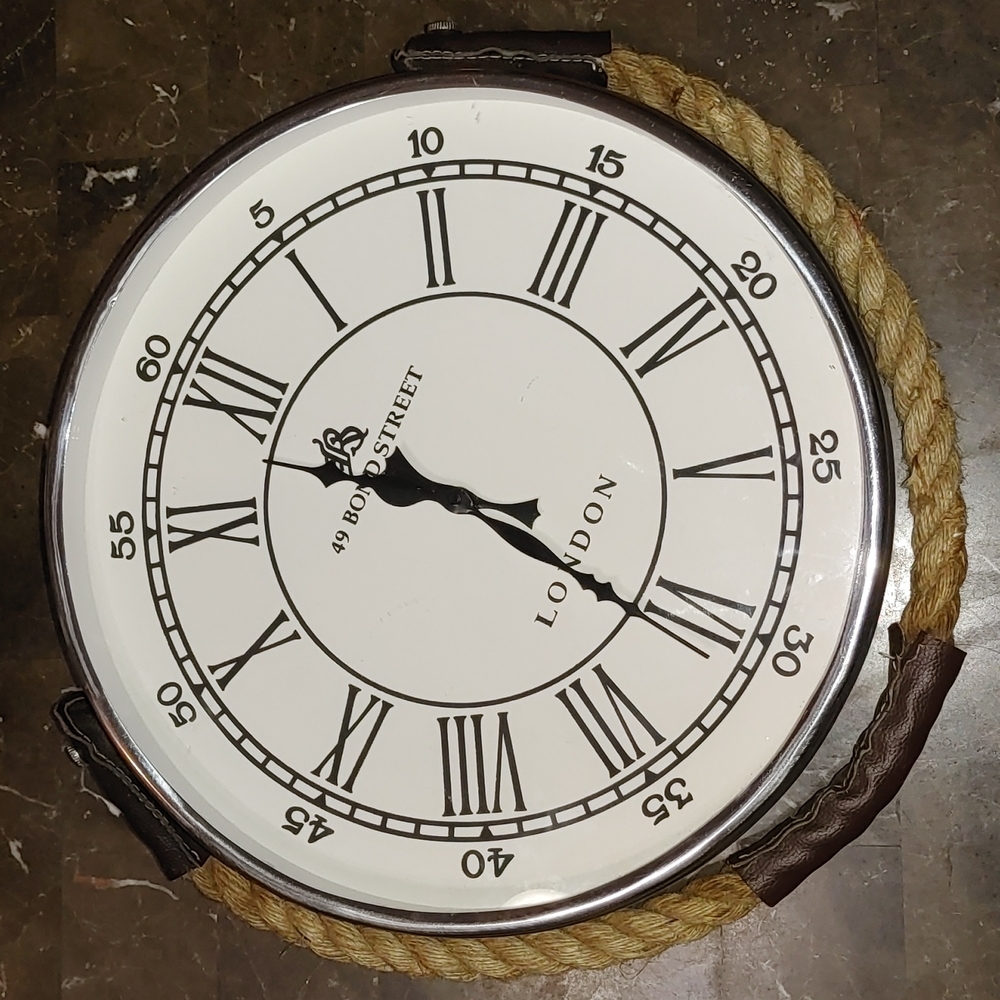 Roman numeral wall clock with rope